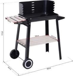 Verrijdbare Barbecue – Houtskool/Briketten - Verstelbare Grillplaat – Houten Tafel – Winscherm – Gewicht 5.9kg -BBQ Verkoop 1150x1200 1