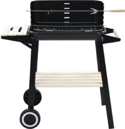 Verrijdbare Barbecue – Houtskool/Briketten - Verstelbare Grillplaat – Houten Tafel – Winscherm – Gewicht 5.9kg -BBQ Verkoop 1161x1200