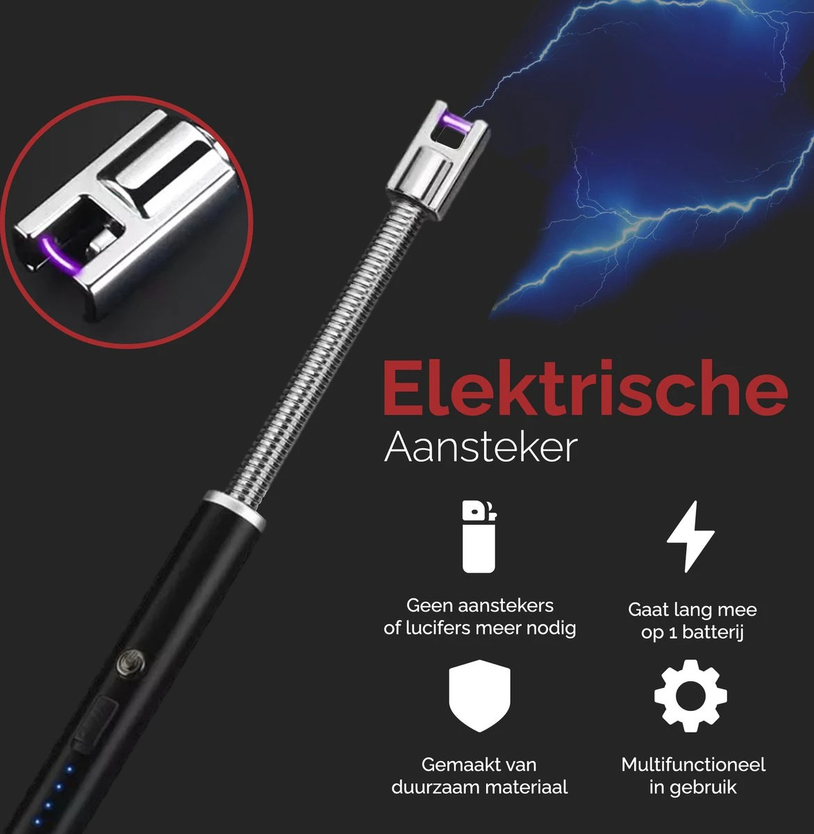 Dailygoods® Elektrische Aansteker - Plasma Aansteker - Oplaadbaar - Gift Set - Zwart 4 Dailygoods® Elektrische Aansteker - Plasma Aansteker - Oplaadbaar - Gift Set - Zwart - Image 2
