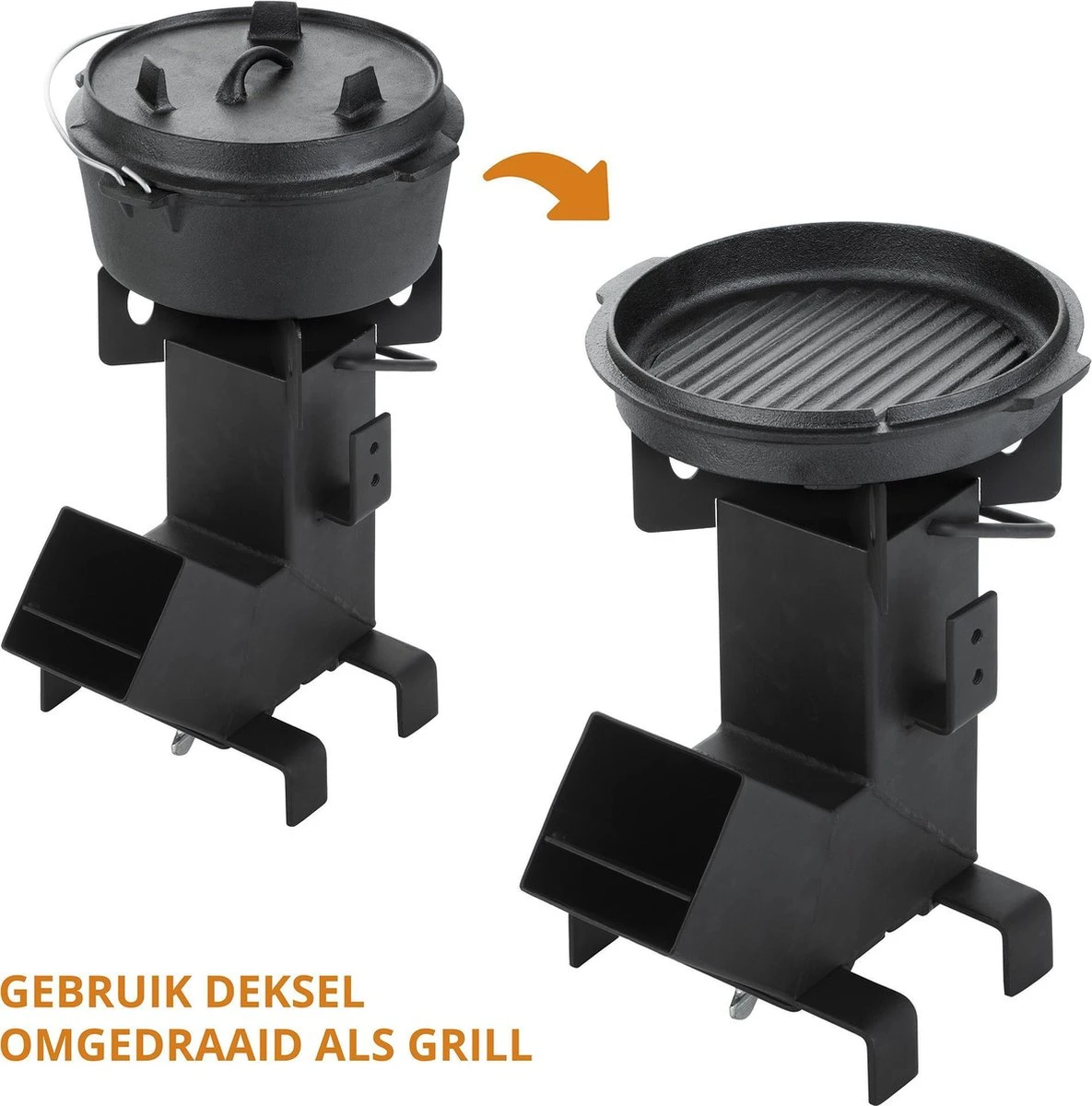 Dutch Mountains Gietijzeren Pannenset 7-delig - Dutch Oven – Braadpan - Grillpan - Hapjespan - Kookset In Houten Transportkist - Deksellifter - Brander 11 Dutch Mountains Gietijzeren Pannenset 7-delig - Dutch Oven – Braadpan - Grillpan - Hapjespan - Kookset In Houten Transportkist - Deksellifter - Brander - Image 9