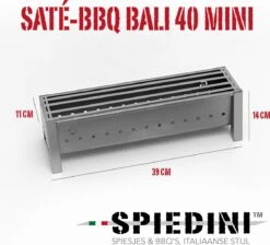 Spiedini Saté-bbq Bali 40 Mini - Kleine, Smalle Houtskoolbarbecue Met Horizontaal Rooster Voor Sate Of Andere Spiesjes - 40 Cm Lang, 11 Cm Breed, 14 Cm Hoog - Ideaal Voor Tuin- Of Open Haard, Of Balkon - Materiaal: Gealuminiseerd Ijzer -BBQ Verkoop 1200x1086