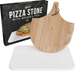 Gadgy Pizzasteen Met Pizzaschep – Cordieriet Voor Knapperige Pizzabodem – Pizzasteen Voor BBQ, Oven Of Kamado - Pizzaspatel - Pizza Set
