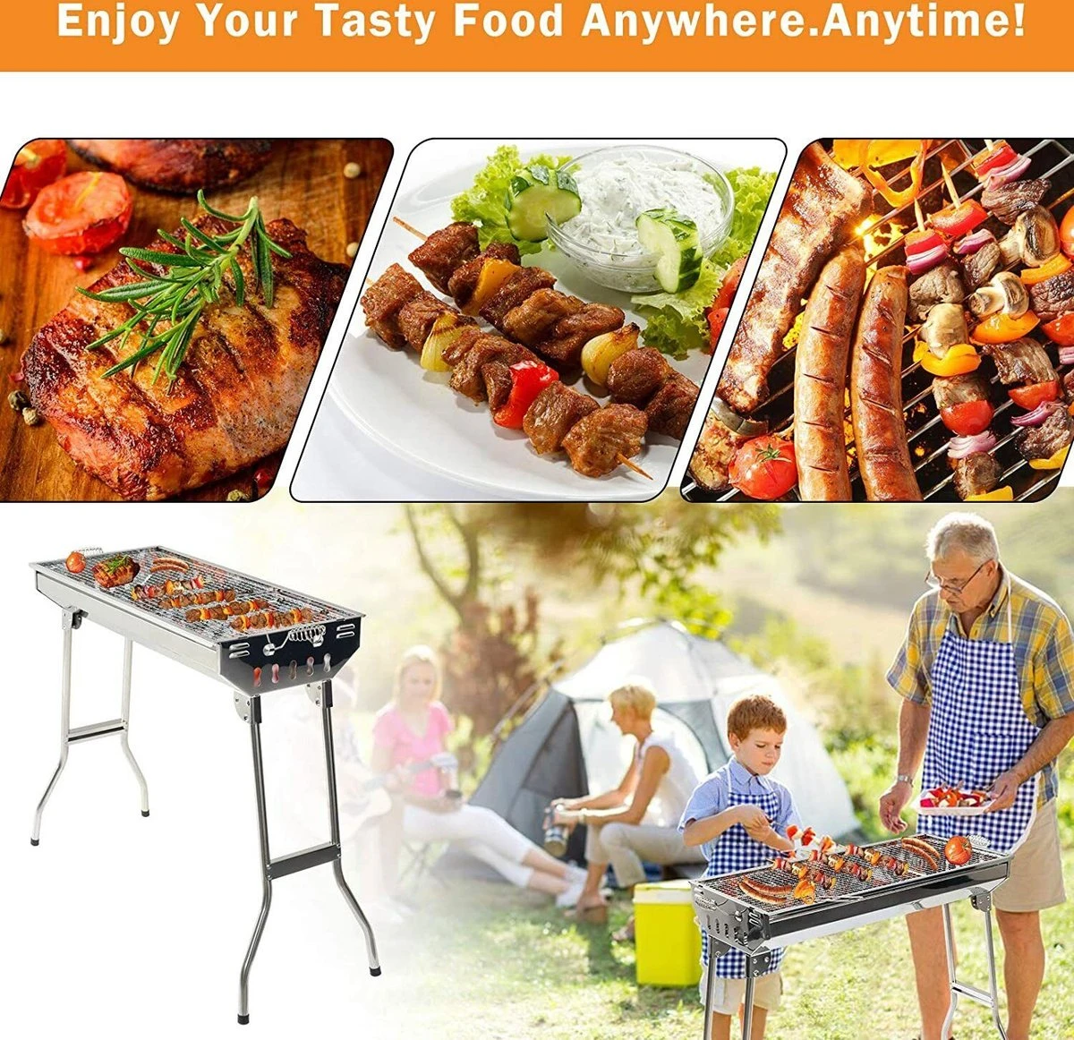 Uten - Houtskoolbarbecue - Opvouwbare Barbecue - Houtskoolbarbecues - Draagbare Camping Barbecue - 430 Roestvrij Staal Grill BBQ - 5-10 Persoon Tuin Buitenfeest - Zilver 6 Uten - Houtskoolbarbecue - Opvouwbare Barbecue - Houtskoolbarbecues - Draagbare Camping Barbecue - 430 Roestvrij Staal Grill BBQ - 5-10 Persoon Tuin Buitenfeest - Zilver - Image 4