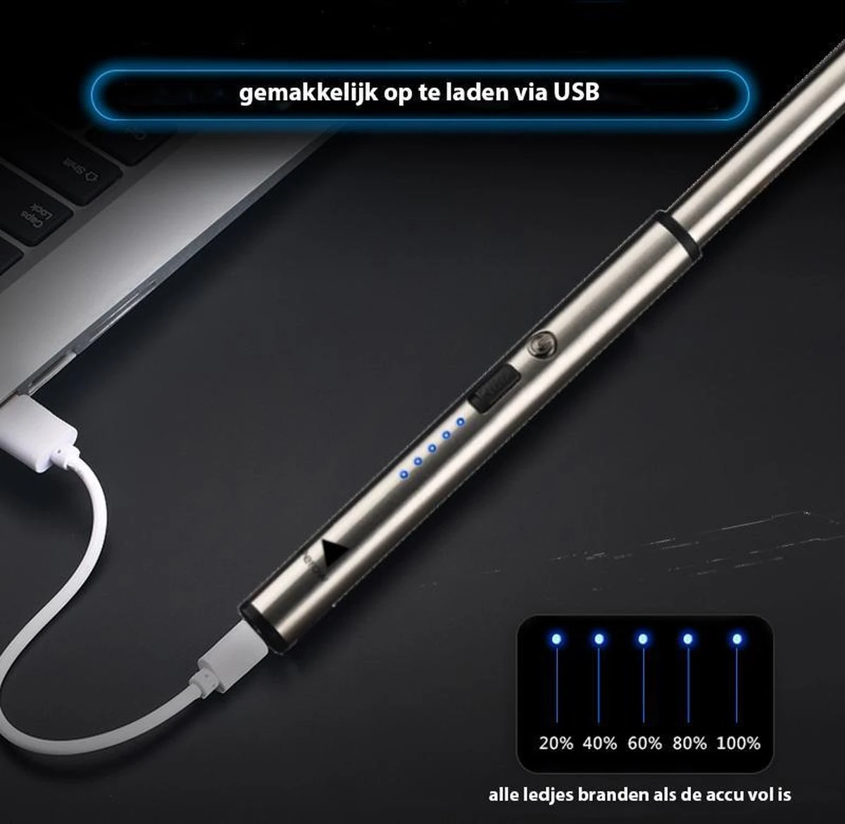 Oplaadbare Lange Dunne Elektrische Aansteker - Duurzame Plasma Aansteker - Inclusief Cadeauverpakking - BBQ – Kaarsen – Zilver 5 Oplaadbare Lange Dunne Elektrische Aansteker - Duurzame Plasma Aansteker - Inclusief Cadeauverpakking - BBQ – Kaarsen – Zilver - Image 3