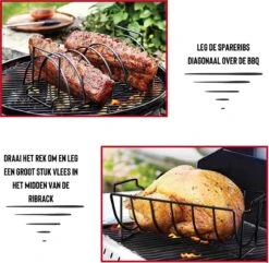 Rednas Sparerib Rek Bbq - Incl. Bakkwast - Bbq Rek - Bbq Accessoires - Rib Rack - Kiphouder - Bbq Gereedschap -BBQ Verkoop 1200x1171 2