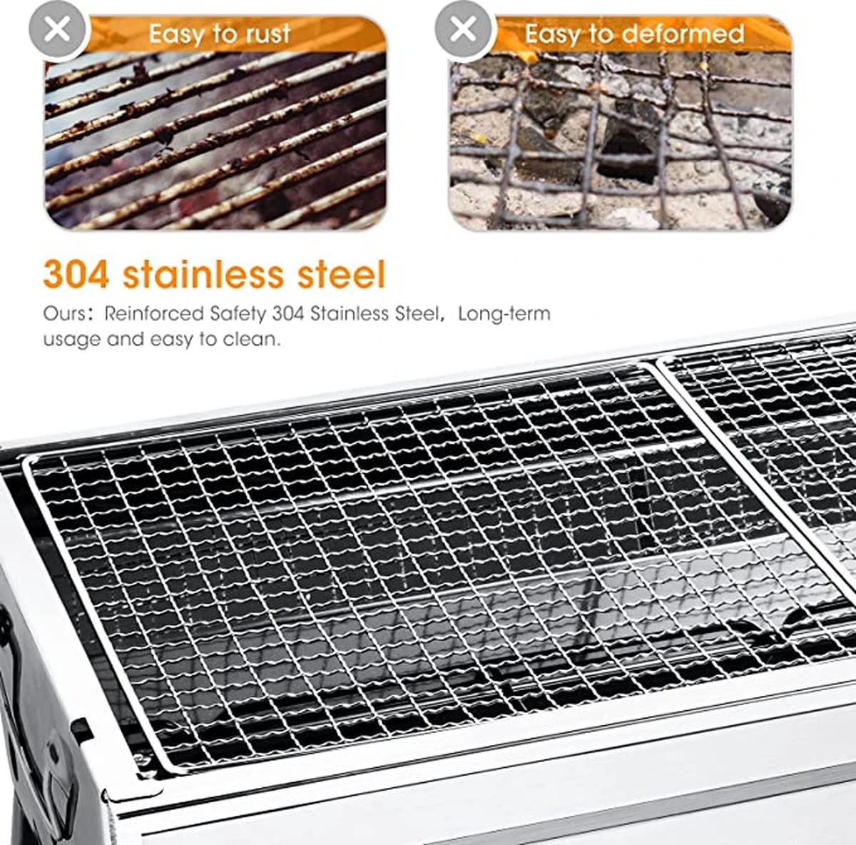 Uten - Houtskoolbarbecue - Opvouwbare Barbecue - Houtskoolbarbecues - Draagbare Camping Barbecue - 430 Roestvrij Staal Grill BBQ - 5-10 Persoon Tuin Buitenfeest - Zilver 8 Uten - Houtskoolbarbecue - Opvouwbare Barbecue - Houtskoolbarbecues - Draagbare Camping Barbecue - 430 Roestvrij Staal Grill BBQ - 5-10 Persoon Tuin Buitenfeest - Zilver - Image 6