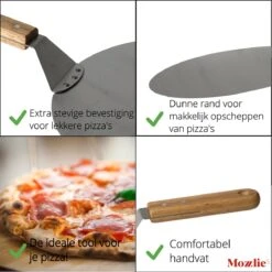 Pizzaschep 30 Cm Voor Oven Of BBQ - Rond - RVS - Met Houten Handvat -BBQ Verkoop 1200x1198