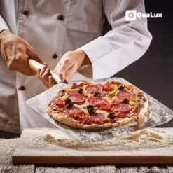 Qualux Pizzaschep Tweedelig – Pizzaschep Voor BBQ – Ophangbaar – Hout/rvs -BBQ Verkoop 1200x1200 185