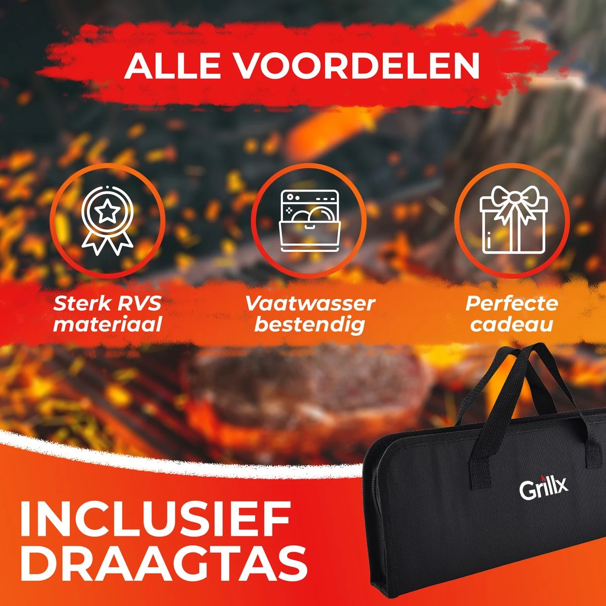 GrillX Barbecue Gereedschap Set - 19-delig - Inclusief Luxe Draagtas - BBQ Accesoires - Gereedschapset 4 GrillX Barbecue Gereedschap Set - 19-delig - Inclusief Luxe Draagtas - BBQ Accesoires - Gereedschapset - Image 2
