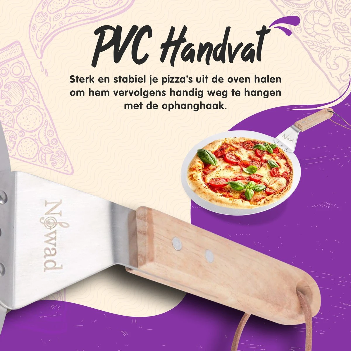 Nowad Pizzaschep RVS Rond Voor BBQ En Oven - 30,5 Cm - Pizzaspatel - Taartschep - Houten Handvat - Ophangbaar - Rond - Vaatwasbestendig - Keukenaccessoires 10 Nowad Pizzaschep RVS Rond Voor BBQ En Oven - 30,5 Cm - Pizzaspatel - Taartschep - Houten Handvat - Ophangbaar - Rond - Vaatwasbestendig - Keukenaccessoires - Image 8