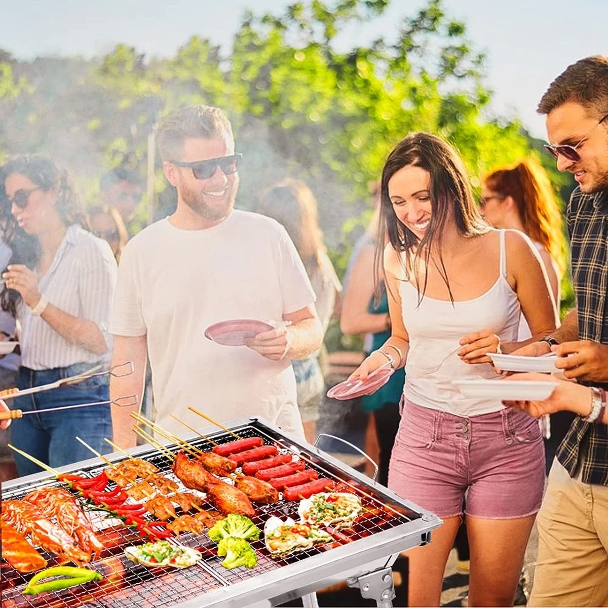 Uten - Houtskoolbarbecue - Opvouwbare Barbecue - Houtskoolbarbecues - Draagbare Camping Barbecue - 430 Roestvrij Staal Grill BBQ - 5-10 Persoon Tuin Buitenfeest - Zilver 4 Uten - Houtskoolbarbecue - Opvouwbare Barbecue - Houtskoolbarbecues - Draagbare Camping Barbecue - 430 Roestvrij Staal Grill BBQ - 5-10 Persoon Tuin Buitenfeest - Zilver - Image 2