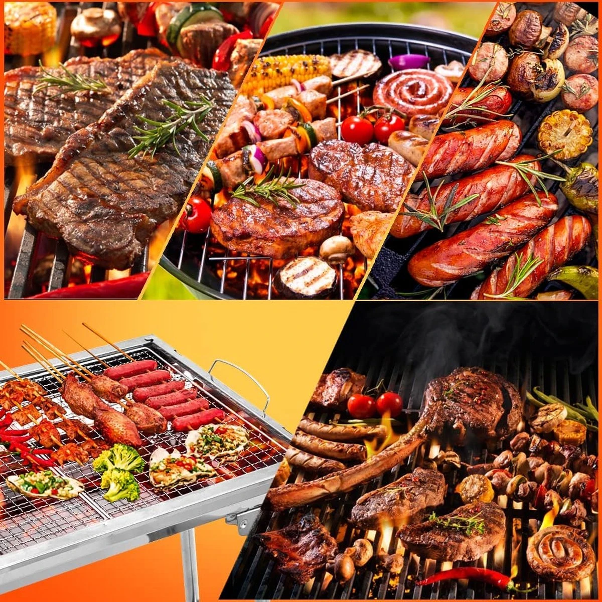 Uten - Houtskoolbarbecue - Opvouwbare Barbecue - Houtskoolbarbecues - Draagbare Camping Barbecue - 430 Roestvrij Staal Grill BBQ - 5-10 Persoon Tuin Buitenfeest - Zilver 7 Uten - Houtskoolbarbecue - Opvouwbare Barbecue - Houtskoolbarbecues - Draagbare Camping Barbecue - 430 Roestvrij Staal Grill BBQ - 5-10 Persoon Tuin Buitenfeest - Zilver - Image 5