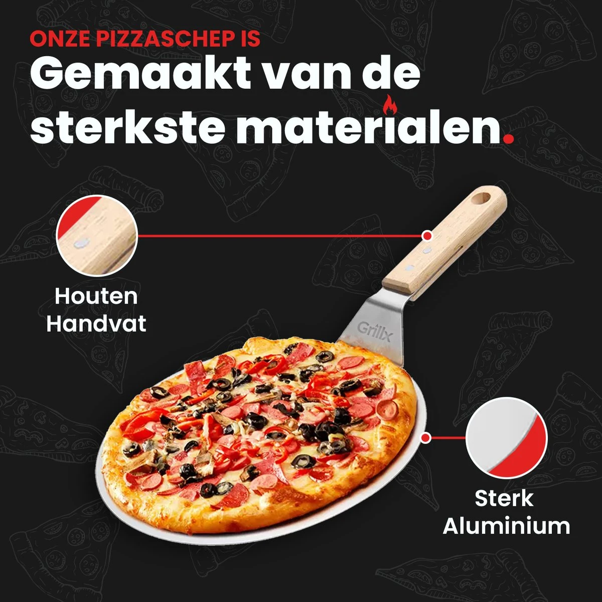 GrillX Pizzaschep Met Pizzasnijder - 30cm - In Luxe Doos - Pizzaspatel Voor BBQ & Oven - BBQ Accesoires Gereedschap 6 GrillX Pizzaschep Met Pizzasnijder - 30cm - In Luxe Doos - Pizzaspatel Voor BBQ & Oven - BBQ Accesoires Gereedschap - Image 4