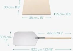 Navaris Pizzasteen XL Voor Oven En Barbecue - Rechthoekige Pizzaplaat 38 X 30 Cm - Inclusief Pizzaschep Met Extra Lang Handvat En Receptenboek -BBQ Verkoop 1200x834