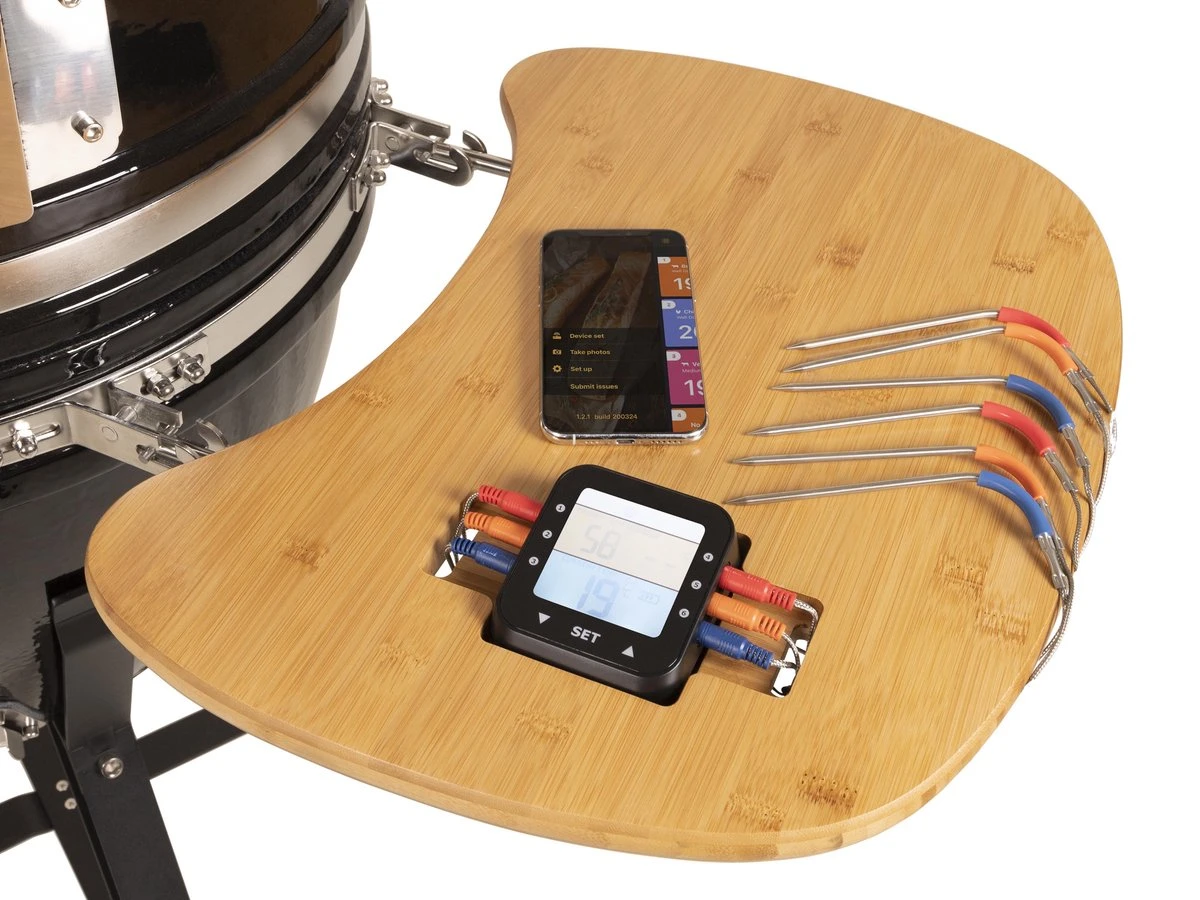 Patton - Kamado 21" - Premium Black - Keramische Barbecue - Incl. Bluetooth Kerntemperatuurmeter - LED Verlichting - Large - Compleet - Zwart 8 Patton - Kamado 21" - Premium Black - Keramische Barbecue - Incl. Bluetooth Kerntemperatuurmeter - LED Verlichting - Large - Compleet - Zwart - Image 6