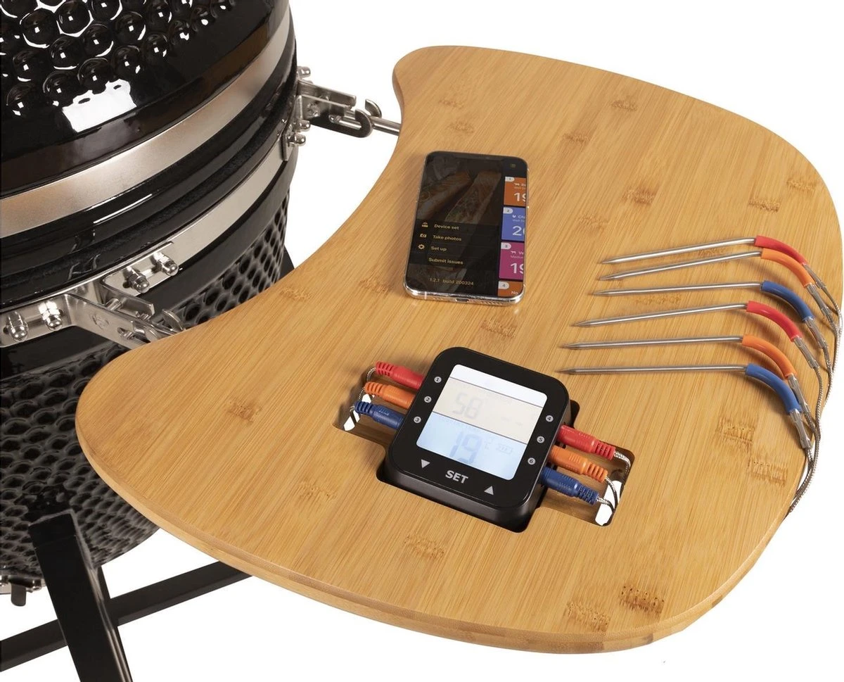 Patton - Kamado 21" - Premium Black - Keramische Barbecue - Incl. Bluetooth Kerntemperatuurmeter - LED Verlichting - Large - Compleet - Zwart 10 Patton - Kamado 21" - Premium Black - Keramische Barbecue - Incl. Bluetooth Kerntemperatuurmeter - LED Verlichting - Large - Compleet - Zwart - Image 8