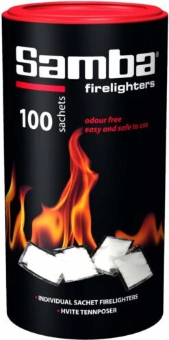 Samba Aanmaakzakjes Openhaard - 100 Stuks In Koker -BBQ Verkoop 598x1200 1