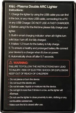 K&L Elektrische Plasma Aansteker - Vuurwerk - USB Oplaadbaar - Storm Bestendig -BBQ Verkoop 808x1200