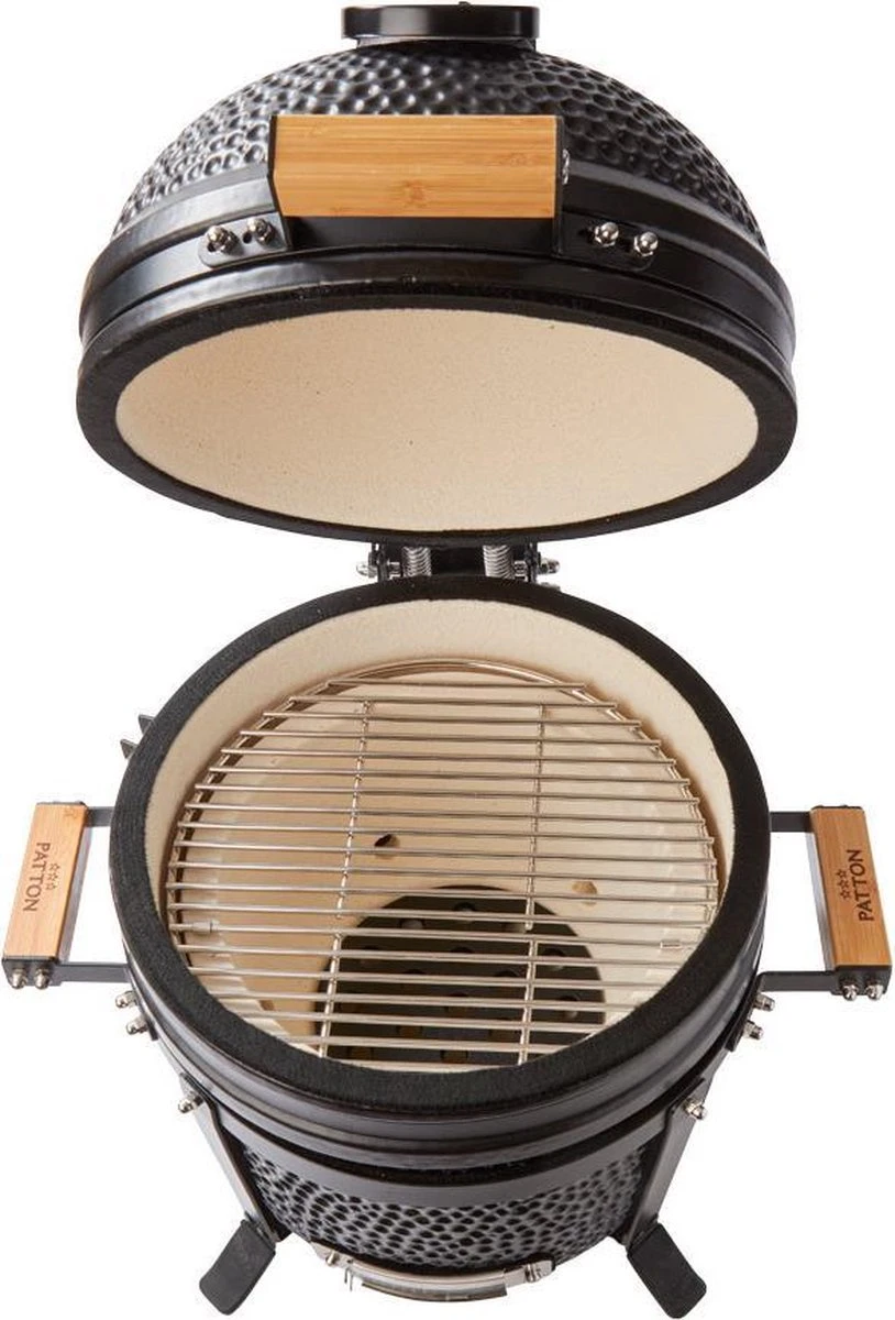 Patton Kamado 15" - Tafel Model - Keramische Barbecue - Premium Black - Medium - Compleet - Mat Zwart 5 Patton Kamado 15" - Tafel Model - Keramische Barbecue - Premium Black - Medium - Compleet - Mat Zwart - Image 3
