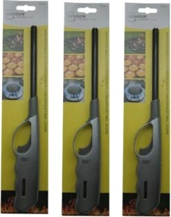 Benson 3x Stuks Gas/bbq/keuken/kaarsen Aanstekers Van 27 Cm Stevige Kwaliteit - Storm Proof - Kinderslot